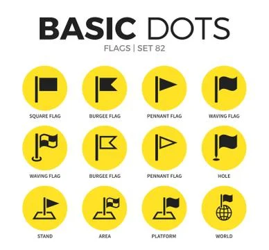 Flags flat icons vector set Stock Illustration