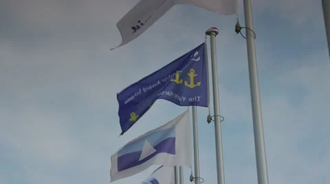 Flags flattering in the marina close up, 4k Stock Footage 54404959