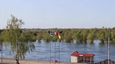 Flags flutter in the wind. General plan	 Stock-Footage 332442691