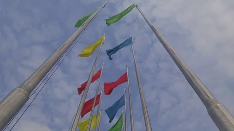 Flags fluttered in the wind Vídeos de archivo 88427336