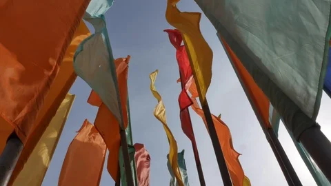 Flags fluttering in the wind. Video stock 97812504