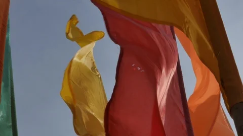 Flags fluttering in the wind. Stock Footage 97812611