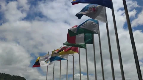 Flags flying and fluttering in the wind-3 Stock Footage 130931071