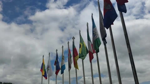 Flags flying and fluttering in the wind-4 Stock Footage 130931097