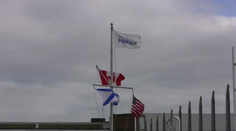 Flags flying at the Port of Halifax in Slow Motion 動画素材 33064144