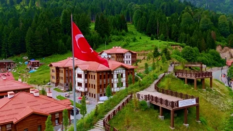 Flags flying in the wind in front. Stock Footage 284105900