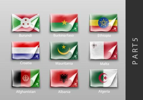 Flags in the form of states with shadows Stock Illustration