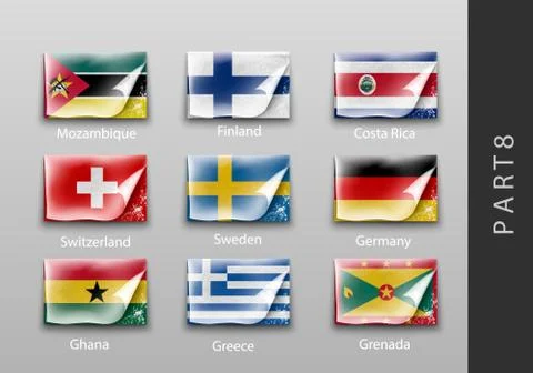 Flags in the form of states with shadows Stock Illustration