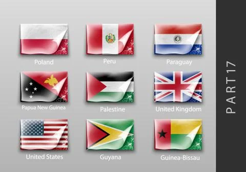 Flags in the form of states with shadows Stock Illustration