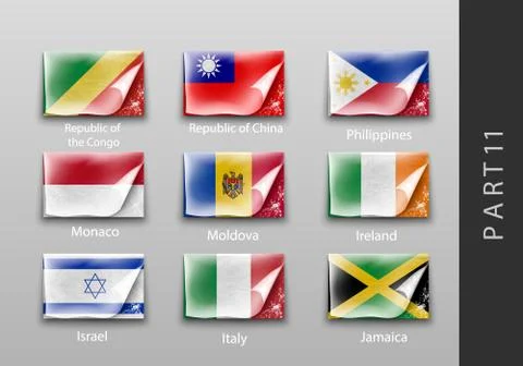 Flags in the form of states with shadows Stock Illustration