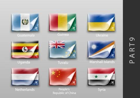 Flags in the form of states with shadows Stock Illustration