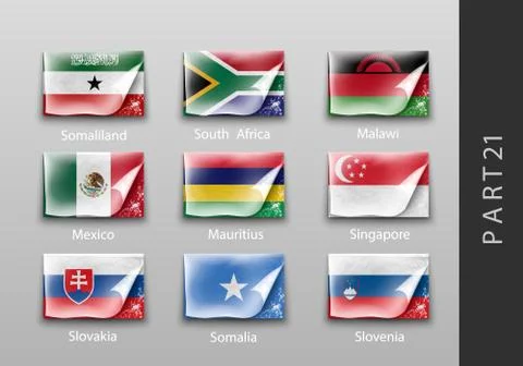 Flags in the form of states with shadows Stock Illustration