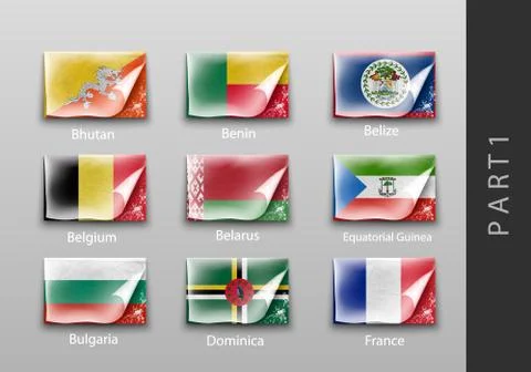 Flags in the form of states with shadows Stock Illustration