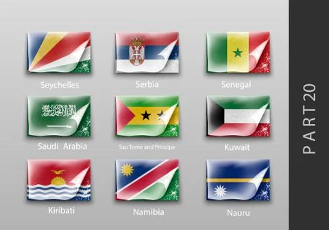 Flags in the form of states with shadows Stock Illustration