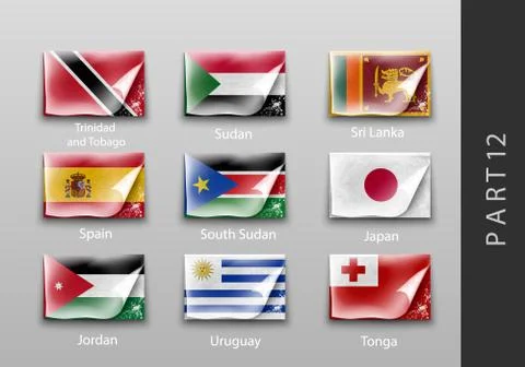 Flags in the form of states with shadows Stock Illustration