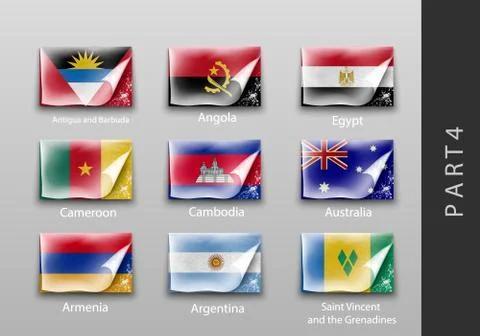 Flags in the form of states with shadows Stock Illustration