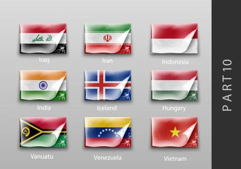Flags in the form of states with shadows Stock Illustration