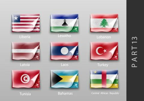 Flags in the form of states with shadows Stock Illustration