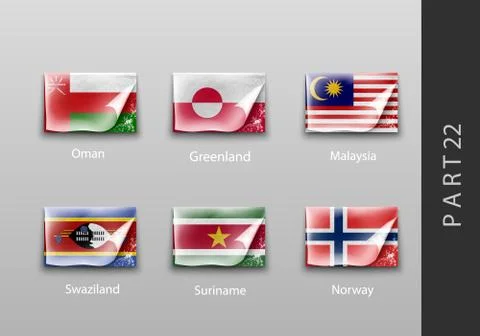 Flags in the form of states with shadows Stock Illustration
