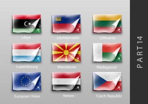 Flags in the form of states with shadows Stock Illustration