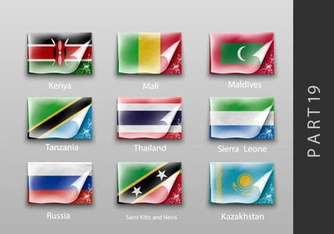 Flags in the form of states with shadows Stock Illustration