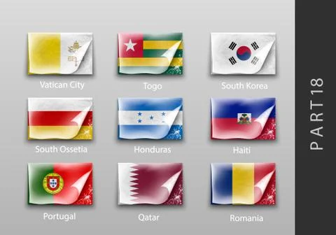 Flags in the form of states with shadows Stock Illustration