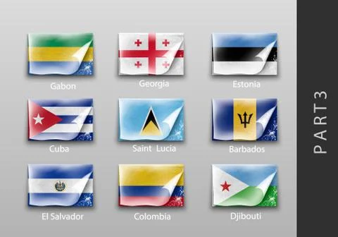 Flags in the form of states with shadows Stock Illustration
