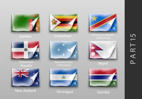 Flags in the form of states with shadows Stock Illustration