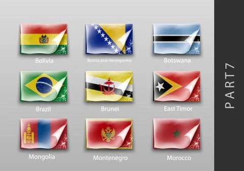 Flags in the form of states with shadows Illustrazione stock