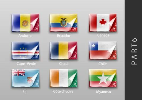 Flags in the form of states with shadows Stock Illustration