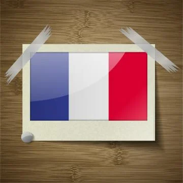 Flags Frence at frame on wooden texture. Vector Illustrazione stock