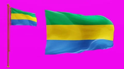 Flags of Gabon with Green Screen Chroma Key High Quality 4K UHD 60FPS Stock Footage 143120468