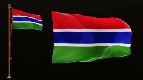 Flags of Gambia with Green Screen Chroma Key High Quality 4K UHD 60FPS Video stock 143120463