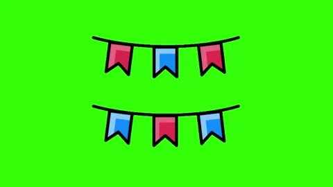 Flags garland icon animated background, green screen Stock Footage 242184153