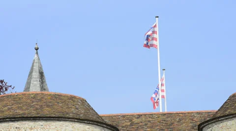 Flags on Gentpoort gates Stock Footage 23540282