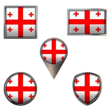 Flags of the Georgia Icons set image Stock Illustration