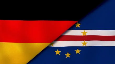 The flags of Germany and Cape Verde. News, reportage, business background. 3d Stock Illustration
