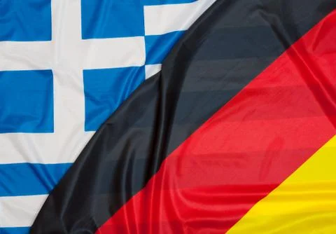 Flags of Germany and Greece. Stock Photos