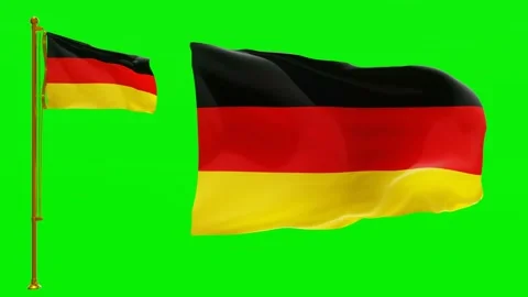 Flags of Germany with Green Screen Chroma Key High Quality 4K UHD 60FPS Stock Footage 143120619