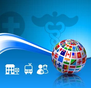 Flags Globe on Health Background Stock Illustration