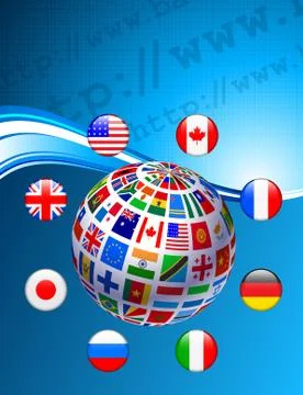 Flags Globe with Internet Buttons Stock Illustration