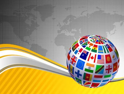 Flags Globe with World Map Stock Illustration