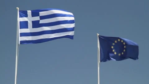 Flags Greece and EU Vídeos de archivo 8524391