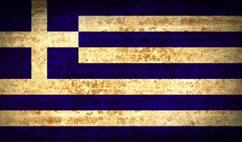 Flags Greece with dirty paper texture. Vector Stock Illustration