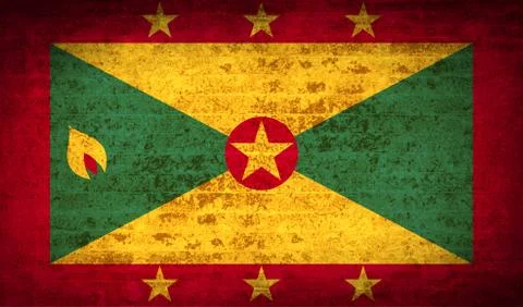 Flags Grenada with dirty paper texture. Vector Stock Illustration