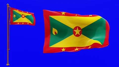 Flags of Grenada with Green Screen Chroma Key High Quality 4K UHD 60FPS Stock Footage 143120673