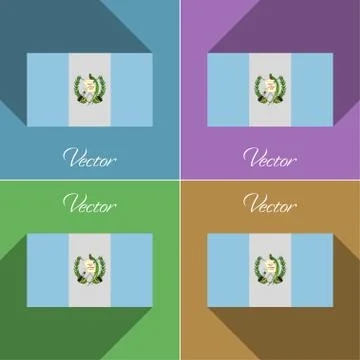 Flags Guatemala. Set of colors flat design and long shadows. Stock Photos