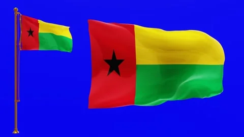 Flags of Guinea Bissau with Green Screen Chroma Key High Quality 4K UHD 60FPS Stock Footage 142740569
