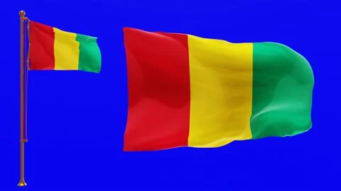 Flags of Guinea with Green Screen Chroma Key High Quality 4K UHD 60FPS Stock Footage 142740570