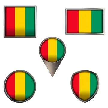 Flags of the Guinea Icons set image Stock Illustration